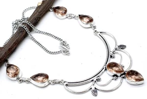 Morganite Gemstone 925 Sterling Silver Jewelry Necklace Gift For Her 17-18 - Picture 1 of 6