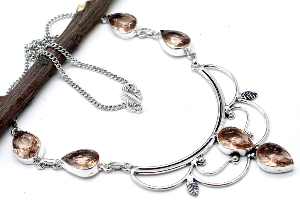 Morganite Gemstone 925 Sterling Silver Jewelry Necklace Gift For Her 17-18 - Image 1 of 4