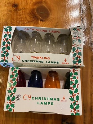C9 Replacement Vintage Christmas Bulbs Old Stock Holiday Twinkling & Transparent - Image 1 of 2