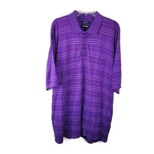 Bolle Golf Polo Shirt Mens L Purple Windowpane Short Sleeve Mercerized Cotton - Picture 1 of 9