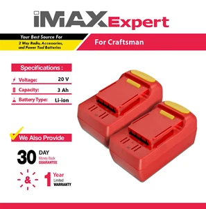 2x Batería de iones de litio 20V 3Ah para Craftsman 26302, 26314, 28128, 25708 - Imagen 1 de 9