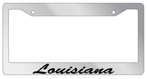 Chrome METAL License Plate Frame LOUISIANA CURSIVE Auto Accessory 1657 - Picture 1 of 1
