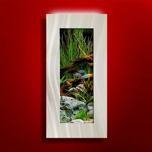 NEW! ORIGINAL AUSSIE AQUARIUM -VERTICALI BRUSHED ALUMINUM WALL MOUNTED FISH TANK - Picture 1 of 2
