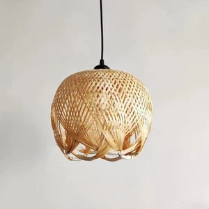 Rattan Hanging Lamp Shade Vintage Ceiling Light Pendant Lamp Shade Hand Woven - Picture 1 of 10