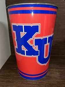 VTG KANSAS Jayhawks Metal Trash Can. BT20 - Picture 1 of 8