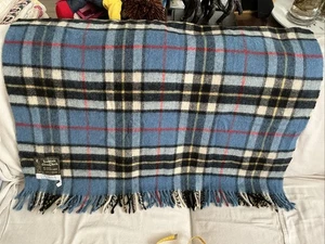 Scottish Glen Check England Throw Blanket Blue Black White Yellow Plaid 37”x52” - Picture 1 of 6