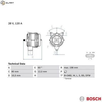 ALTERNATOR 0 986 049 820 FOR NEOPLAN TEMSA MAN TGS SU TGX LION?S/STAR/COACH 6cyl - Image 1 of 4