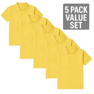 Boys Polo Shirts 5-Pack – Short Sleeve Cotton Uniform Shirts for School, Casual - Picture 1 of 4