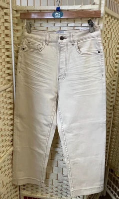 FAT FACE LADIES JEANS ECRU DENIM SALCOMBE CROP Stretch cropped 8 Regular SAN27 - Image 1 of 4