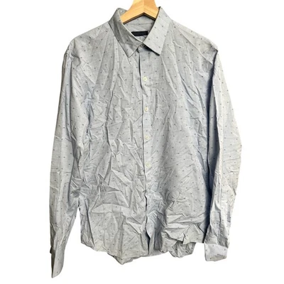 Zachary Prell Mediano 100% Algodón Azul Goemétrico Botón Delantero Manga Larga  Foto 1 de 4