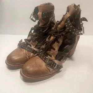 Freebird by Steven Cheyanne Taupe Brown Sz 10 Leather Cutout Made in Mexico - Picture 1 of 7