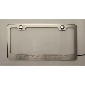 Plate Frame w/Red LED "Challenger" Logo for Dodge Challenger [Stainless Steel] - Picture 1 of 3