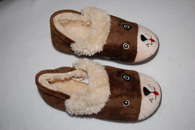 Baby ребенка ясельного возраста мальчиков щенок собаки тапочки коричневый резиновая подошва размер 5-6 7-8 9-10 11-12 - Изображение 1 из 2