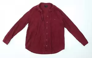 Monki Mens Red Cotton Button-Up Size M Collared - Picture 1 of 12