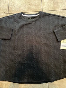 Tuckernut Shirt Sweater M/L Pullover Puff Campbell Black Tennis Cable Knit TNUCK - Picture 1 of 5