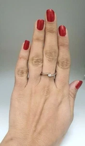 18ct White Gold Cubic Zirconia Ladies Solitaire Engagement Ring  - Picture 1 of 10