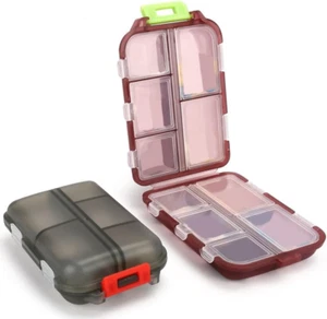 2PCS Travel Pill Organizer Box, Portable Pill Case, Pill Box Dispenser, with 10 - Picture 1 of 12