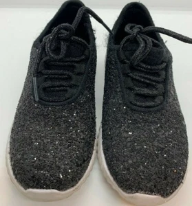 Link Lace up Black Glitter Fashion Sneaker Little Kid Girl Size 11 - Picture 1 of 6