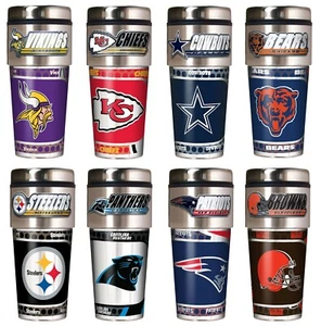 NFL Metallic Travel Tumbler - Stainless Steel and Black Vinyl - 16-Ounce  - Picture 1 of 33