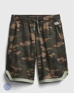 Gap Fit Teen Boy Pullon Green Camouflage Mesh Drawstring Elastic Waist Shorts 10 - Picture 1 of 3