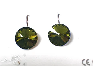 SCHMUCK-STCK OHRRINGE SILBER grün KRISTALL SWAROVSKI ELEMENTS - Picture 1 of 3
