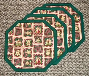 Home Sweet Home Christmas Handmade 5Pc Set Table Runner Centerpiece Table Mats - Picture 1 of 6