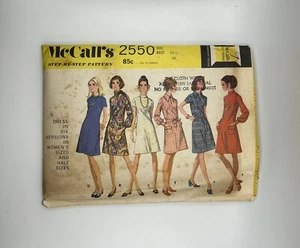 McCalls 1970 Sew Pattern #2550 A-line Dress Size 18.5 Bust 41 Hip 43 Waist 34 - Picture 1 of 2