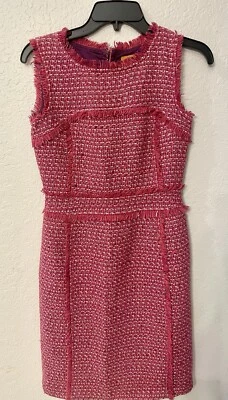 Vestido Vaina Tory Burch Rojo Tweed Flecos Sin Mangas Línea A Talla 0 Foto 1 de 4