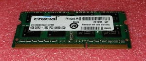 4GB PC3-10600 Laptop SODIMM DDR3 Crucial Micron Apple RAM CT51264BC1339 - Picture 1 of 2