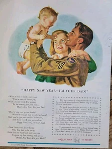 1946 Elfenbein Seife WWII Armee Militär Mann Frau Baby Windel Happy New Year Anzeige - Bild 1 von 1