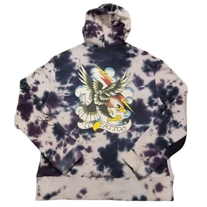 Ed Hardy Y2K Tie-Dye Graphic Eagle '77 Tattoo Design Hoodie Gr. XL - Bild 1 von 4