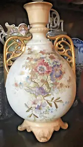 1875 - 1890 Royal Bonn Germany Gold Pastel Floral Hand Painted Vase - Picture 1 of 5