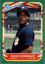 1987 Fleer Star Stickers. Rickey Henderson . New York Yankees #56