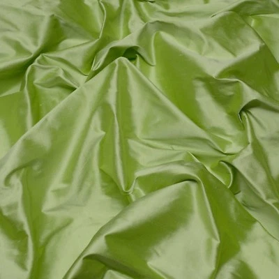 Iridescent Lettuce Green 100% Silk Shantung Fabric 54" Wide, By The Yard SF-5088 - Image 1 of 4
