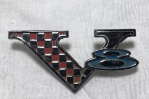 1964 PLYMOUTH BARRACUDA/VALIANT OEM FRONT FENDER V8 EMBLEM - Picture 1 of 9