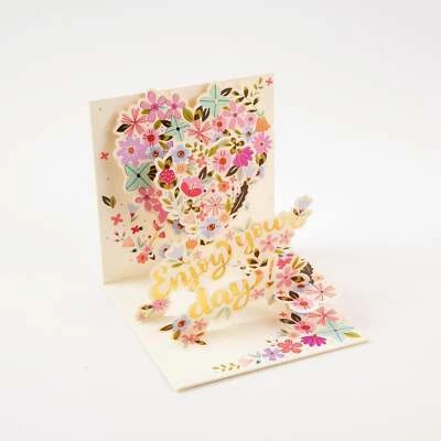 Corazón Flor - Tarjeta de Felicitación Flor Pop Up con Sobre Foto 1 de 4