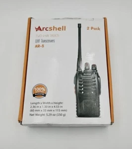 Arcshell UHF Two-Way Radios Model AR-5, 2-Pack, NEW Open Box - Zdjęcie 1 z 6