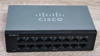 CISCO SF100D 16 v2 16-Port 10/100 Desktop Switch *For Parts Or Not Working* - Image 1 of 4
