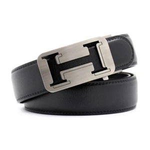 Cinturón de cuero para hombre con hebilla automática de trinquete de QHA Q32 negro - Imagen 1 de 15