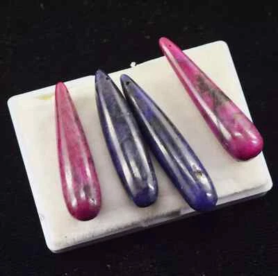 Lote de 4 piedras preciosas de rubí y zafiro sueltas con forma de bala de cabujón natural de 125 quilates Foto 1 de 4