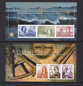 Australia 2 x miniature sheets (navigators, 1999 World Philatelic Exhibition) - Bild 1 von 2
