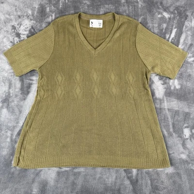 Suéter Vintage Manga Corta Mujer Grande Verde Años 90 Boho Cottage Core Clásico Foto 1 de 4