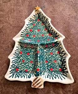 Tolle Vintage MCM 3-teilige geteilte Christbaumschale Japan 9x7 Keramik - Bild 1 von 7