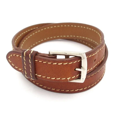 Autêntica pulseira quadrada de couro marrom HERMES Etriviere K - Imagem 1 de 4