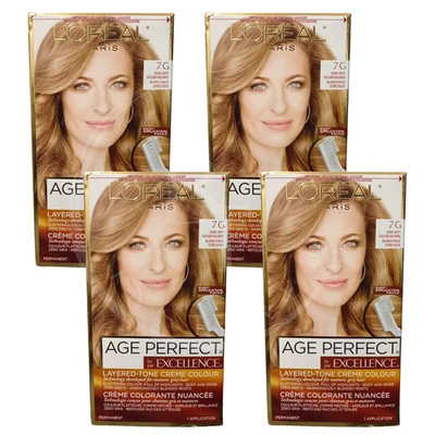 4x Color de pelo perfecto Loreal Paris Age 7G RUBIO DORADO SUAVE OSCURO SIN TARIFA Foto 1 de 4
