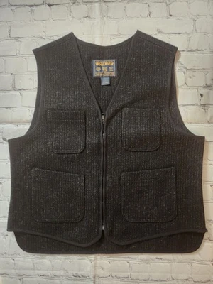 Chaleco de Lana Woolrich M Negro Utilitario 4 Bolsillos Cremallera Completa Hebilla Trasera Foto 1 de 4