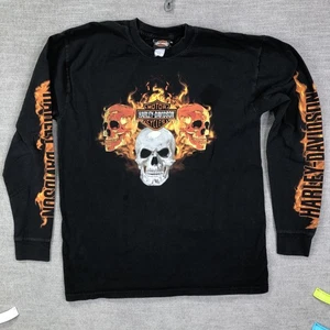 Vintage Harley-Davidson Shirt Mens Large Flaming Skull Long Sleeve Golden Gate - Picture 1 of 10