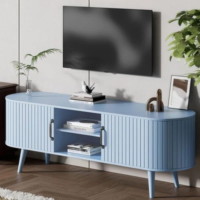 Soporte de TV estriado 68", para televisores de hasta 70", Credenza con puerta corredera, re... Foto 1 de 4