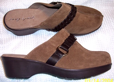 Easy Spirit Women's 11W Brown Pierson Leather Suede Mule Clog w/Braiding Shoe NE - Image 1 of 4