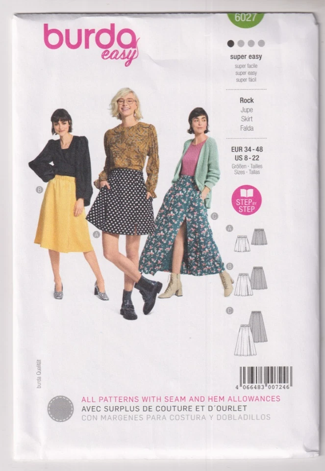 6027 BURDA Easy - SKIRT in 3 Lengths - Sz 8 to 22 - Image 1 of 1